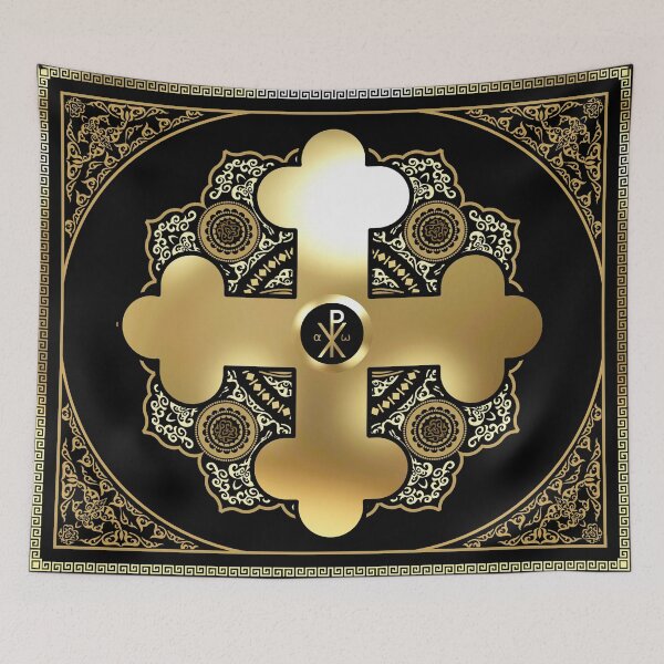 Item preview, Gold Greek Orthodox Cross Ornate Floral designed and sold by Yiorgos Designs.