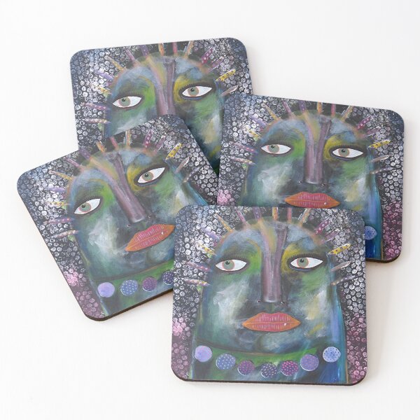 Item preview, Dark Blue Guy On Purple Outsider Art Brut Figurative Painting designed and sold by BeaOutsiderArt.