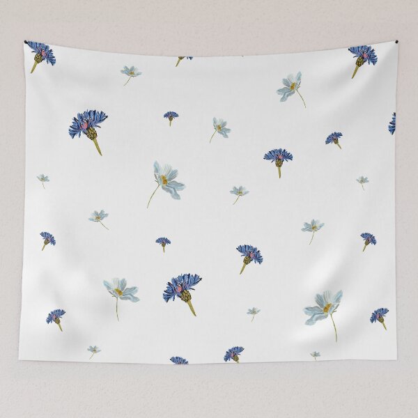 Item preview, Flower blue daisy pattern seamless a watercolor designed and sold by Yana Mustafina | Boho Soulful Designs.