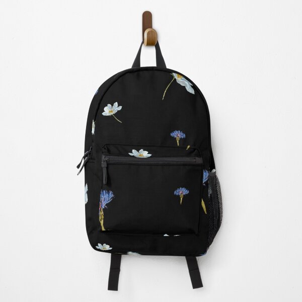 Aperçu de l'œuvre Flower blue daisy pattern seamless a watercolor black créée et vendue par Yana Mustafina | Boho Soulful Designs.