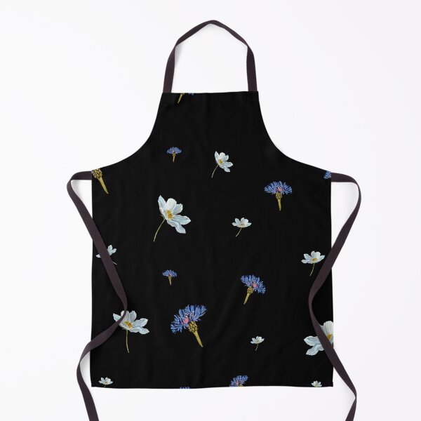 Artikelvorschau, Flower blue daisy pattern seamless a watercolor black entworfen und verkauft von Yana Mustafina | Boho Soulful Designs.