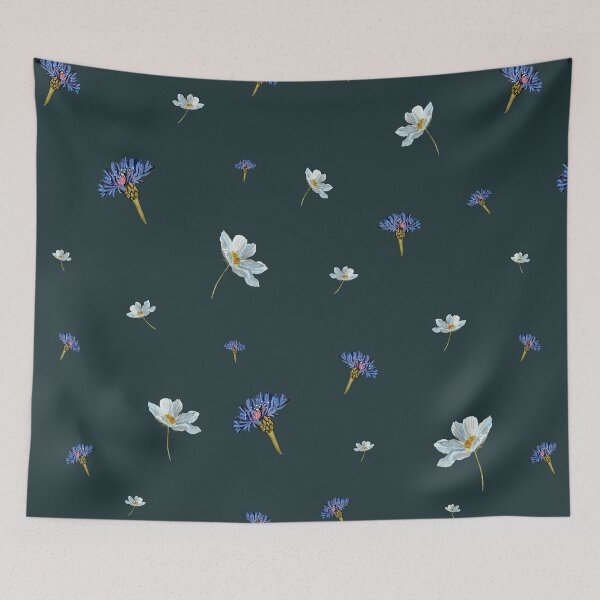 Item preview, Flower blue daisy pattern seamless a watercolor blue designed and sold by Yana Mustafina | Boho Soulful Designs.