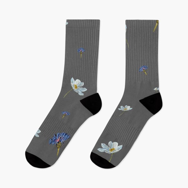 Item preview, Flower blue daisy pattern seamless a watercolor grey designed and sold by Yana Mustafina | Boho Soulful Designs.