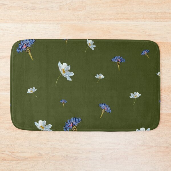 Artikelvorschau, Flower blue daisy pattern seamless a watercolor green entworfen und verkauft von Yana Mustafina | Boho Soulful Designs.