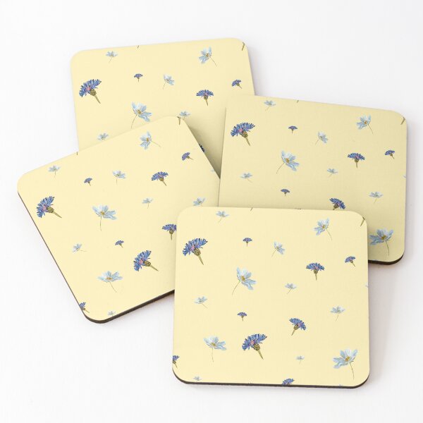 Artikelvorschau, Flower blue daisy pattern seamless a watercolor yellow entworfen und verkauft von Yana Mustafina | Boho Soulful Designs.