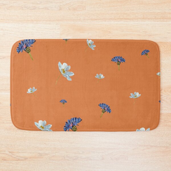 Artikelvorschau, Flower blue daisy pattern seamless a watercolor orange entworfen und verkauft von Yana Mustafina | Boho Soulful Designs.