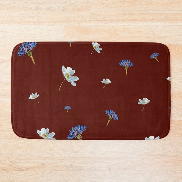 Aperçu de l'œuvre Flower blue daisy pattern seamless a watercolor red créée et vendue par Yana Mustafina | Boho Soulful Designs.