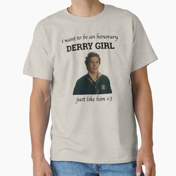 Vista previa del artículo con la obra «Quiero ser una chica honoraria de D.erry como él», diseñado y vendido por fatherfarm.