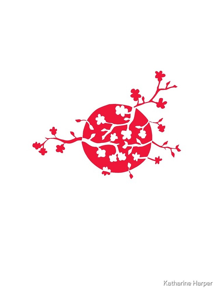 Japan flag and cherry blossom by Kcreations