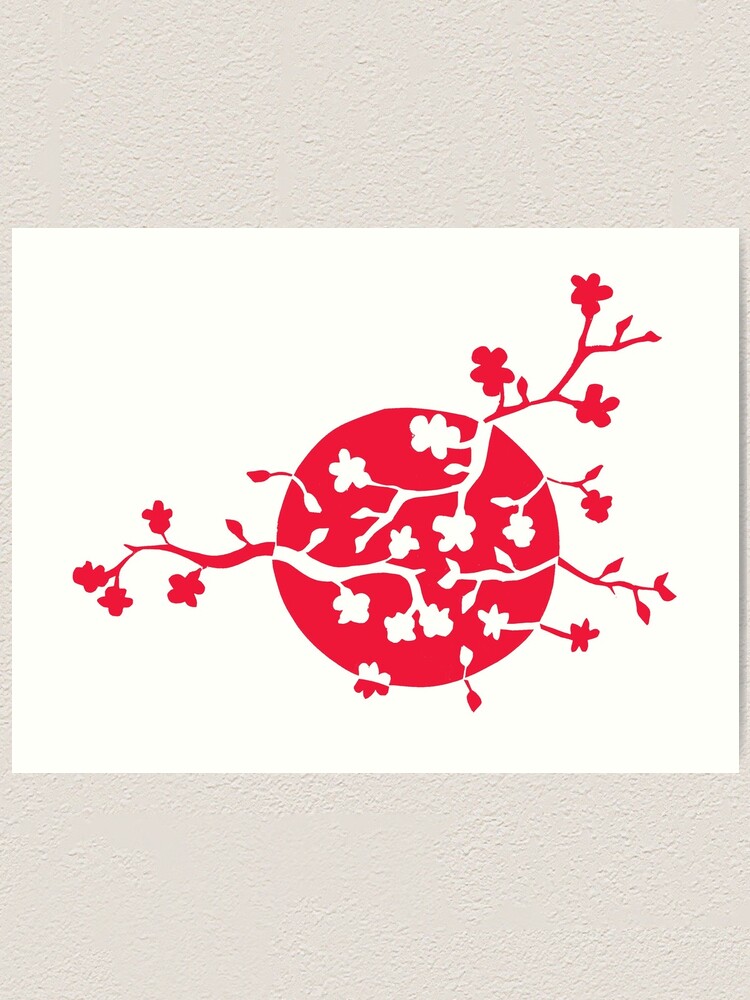 Alternate view of Japan flag and cherry blossom Art Print