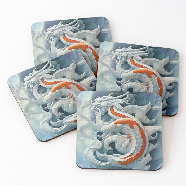 Item preview, subsurface scattering, white, koi, dragon deity with koi armor designed and sold by DrawItOnce.