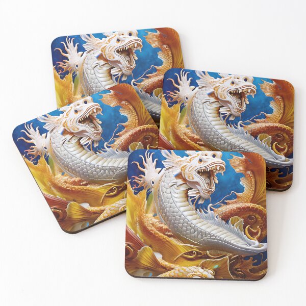 Item preview, subsurface scattering, white, koi, dragon deity with koi armor designed and sold by DrawItOnce.
