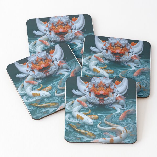 Item preview, subsurface scattering, white, koi, dragon deity with koi armor designed and sold by DrawItOnce.