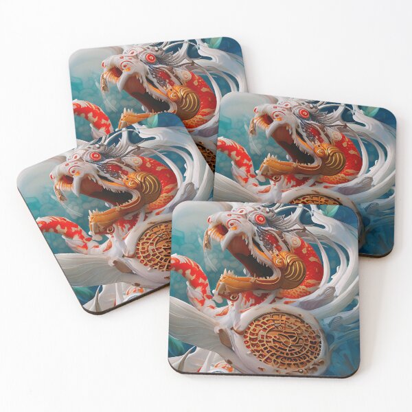 Item preview, subsurface scattering, white, koi, dragon deity with koi armor designed and sold by DrawItOnce.