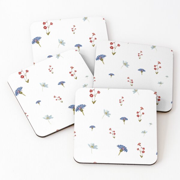 Artikelvorschau, Flower blue red daisy seamless watercolor pattern entworfen und verkauft von Yana Mustafina | Boho Soulful Designs.