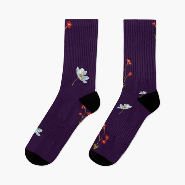 Item preview, Flower blue red daisy seamless watercolor pattern violet designed and sold by Yana Mustafina | Boho Soulful Designs.