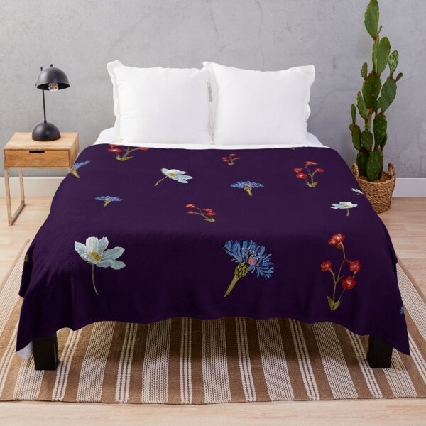 Item preview, Flower blue red daisy seamless watercolor pattern violet designed and sold by Yana Mustafina | Boho Soulful Designs.