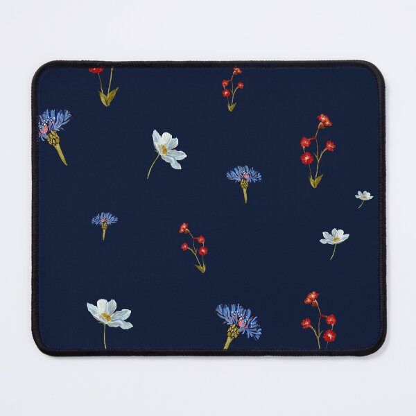 Artikelvorschau, Flower blue red daisy seamless watercolor pattern blue entworfen und verkauft von Yana Mustafina | Boho Soulful Designs.