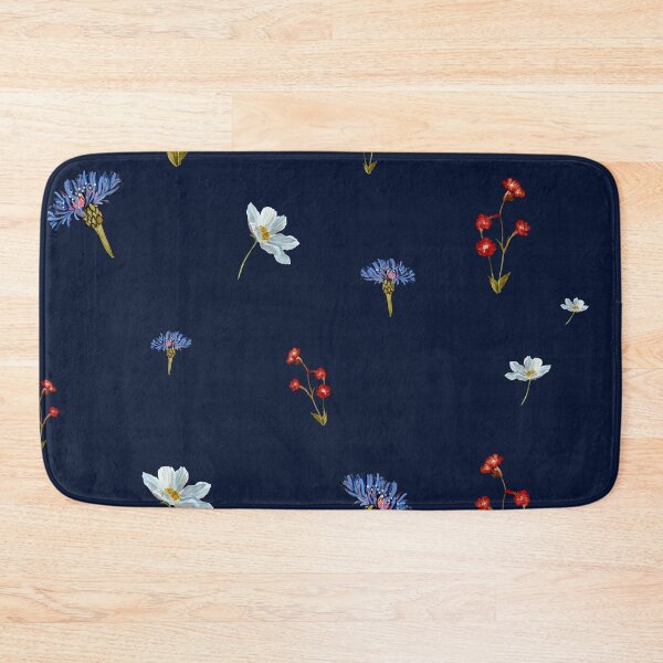 Aperçu de l'œuvre Flower blue red daisy seamless watercolor pattern blue créée et vendue par Yana Mustafina | Boho Soulful Designs.