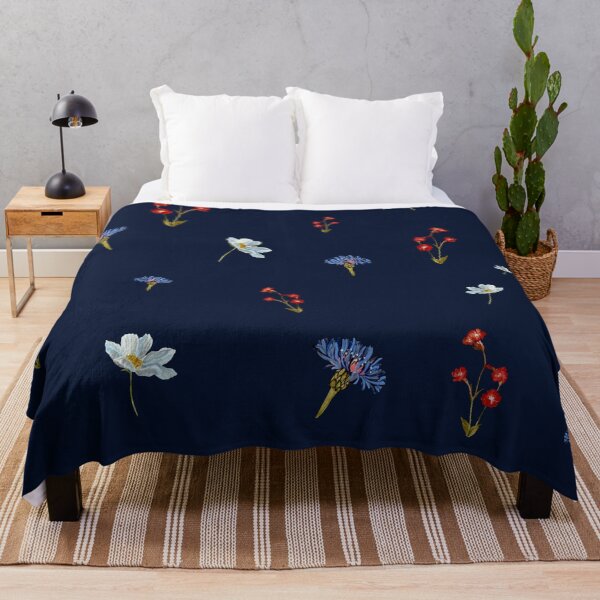 Artikelvorschau, Flower blue red daisy seamless watercolor pattern blue entworfen und verkauft von Yana Mustafina | Boho Soulful Designs.