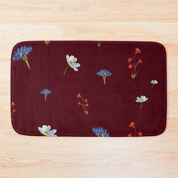Aperçu de l'œuvre Flower blue red daisy seamless watercolor pattern red créée et vendue par Yana Mustafina | Boho Soulful Designs.