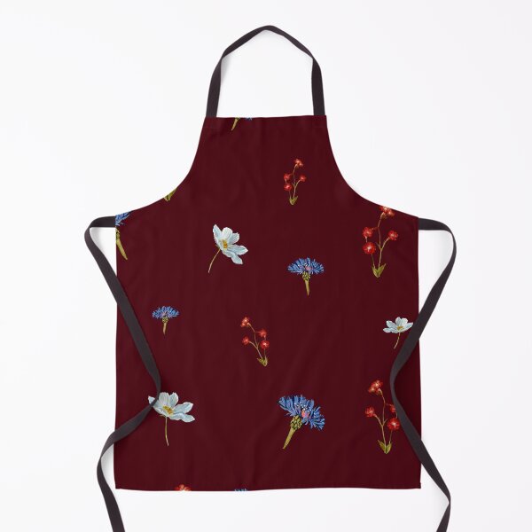 Aperçu de l'œuvre Flower blue red daisy seamless watercolor pattern red créée et vendue par Yana Mustafina | Boho Soulful Designs.
