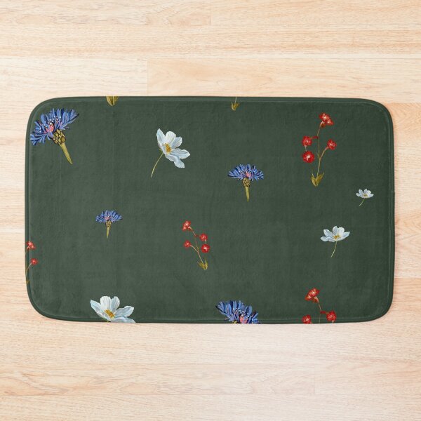 Aperçu de l'œuvre Flower blue red daisy seamless watercolor cold green créée et vendue par Yana Mustafina | Boho Soulful Designs.