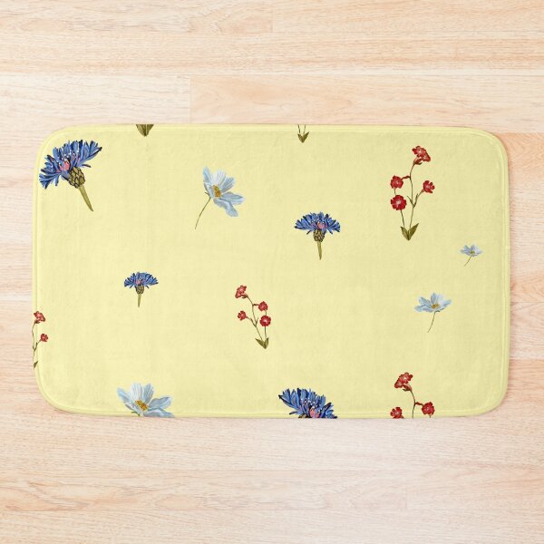 Artikelvorschau, Flower blue red daisy seamless watercolor pattern yellow entworfen und verkauft von Yana Mustafina | Boho Soulful Designs.