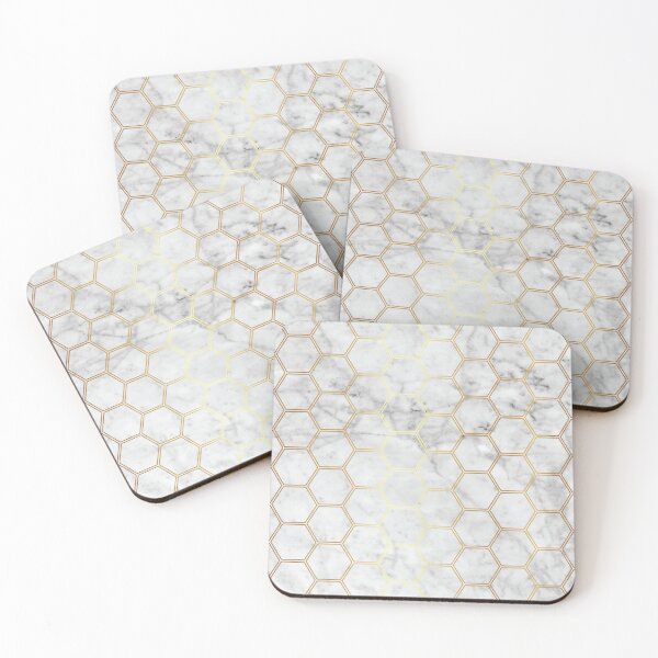 Item preview, Geometric Honeycomb Pattern - Marble & Gold #767 designed and sold by Natural Collective.