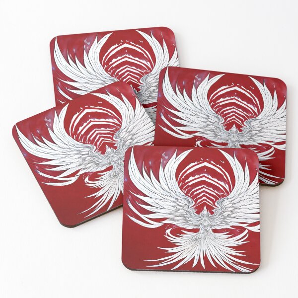 Item preview,  white and red phoenix flying, japanese ink artstyle designed and sold by DrawItOnce.
