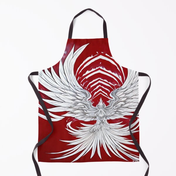 Item preview, white and red phoenix flying, japanese ink artstyle designed and sold by DrawItOnce.