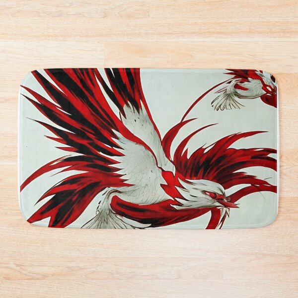 Item preview,  white and red phoenix flying, japanese ink artstyle designed and sold by DrawItOnce.