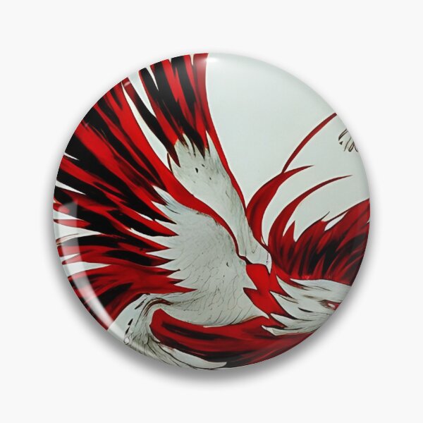 Item preview,  white and red phoenix flying, japanese ink artstyle designed and sold by DrawItOnce.