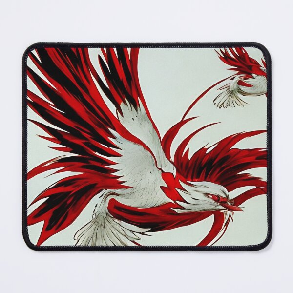 Item preview,  white and red phoenix flying, japanese ink artstyle designed and sold by DrawItOnce.
