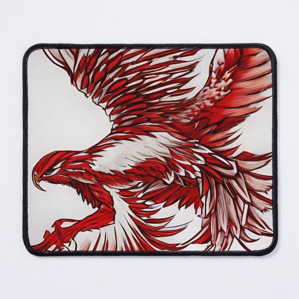 Item preview,  white and red phoenix flying, japanese ink artstyle designed and sold by DrawItOnce.