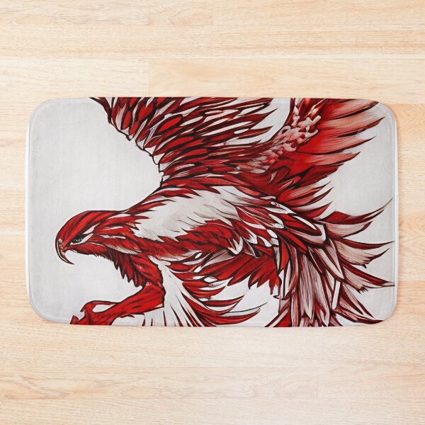 Item preview,  white and red phoenix flying, japanese ink artstyle designed and sold by DrawItOnce.