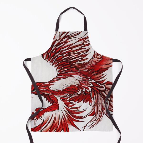 Item preview, white and red phoenix flying, japanese ink artstyle designed and sold by DrawItOnce.