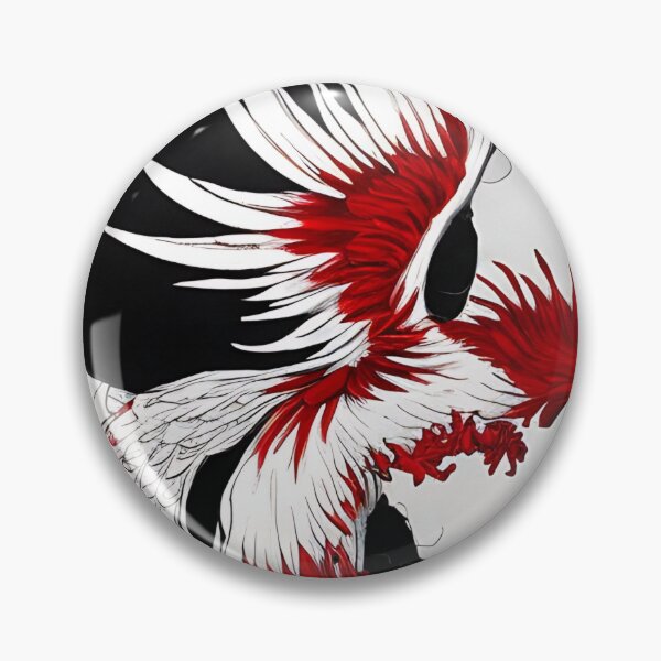 Item preview,  white and red phoenix flying, japanese ink artstyle designed and sold by DrawItOnce.