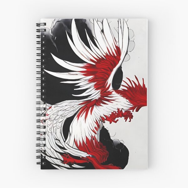 Item preview,  white and red phoenix flying, japanese ink artstyle designed and sold by DrawItOnce.
