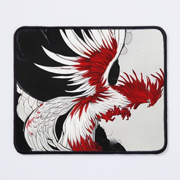Item preview,  white and red phoenix flying, japanese ink artstyle designed and sold by DrawItOnce.