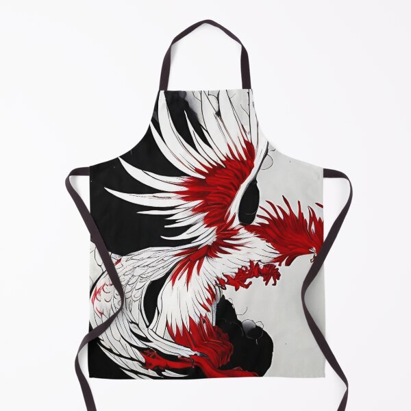 Item preview, white and red phoenix flying, japanese ink artstyle designed and sold by DrawItOnce.