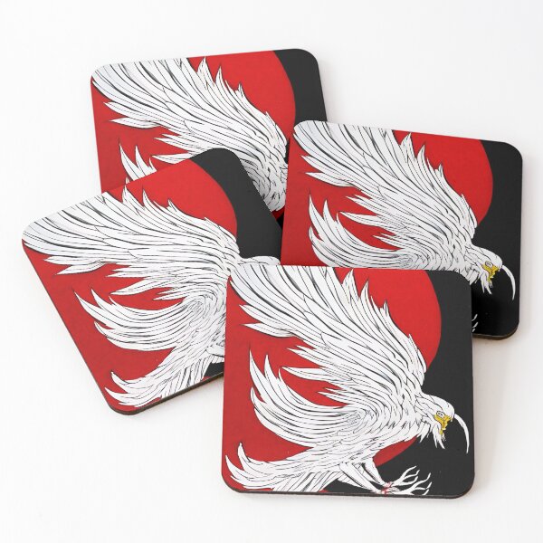 Item preview,  white and red phoenix flying, japanese ink artstyle designed and sold by DrawItOnce.