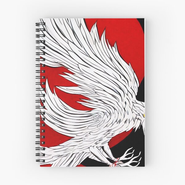 Item preview,  white and red phoenix flying, japanese ink artstyle designed and sold by DrawItOnce.