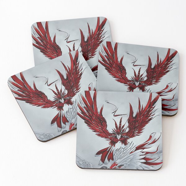 Item preview,  white and red phoenix flying, japanese ink artstyle designed and sold by DrawItOnce.