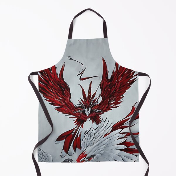 Item preview, white and red phoenix flying, japanese ink artstyle designed and sold by DrawItOnce.