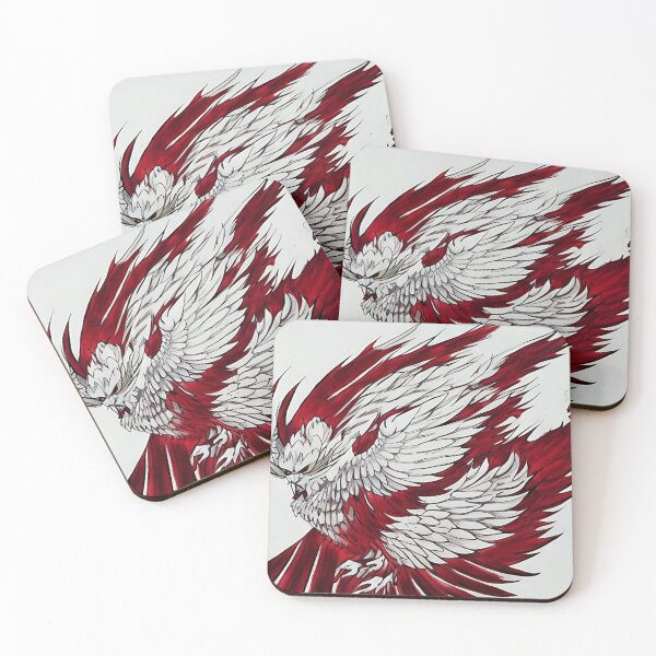 Item preview,  white and red phoenix flying, japanese ink artstyle designed and sold by DrawItOnce.