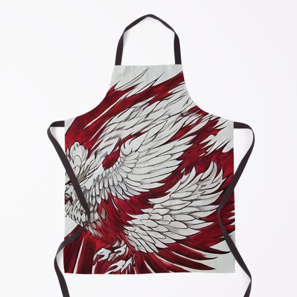 Item preview, white and red phoenix flying, japanese ink artstyle designed and sold by DrawItOnce.