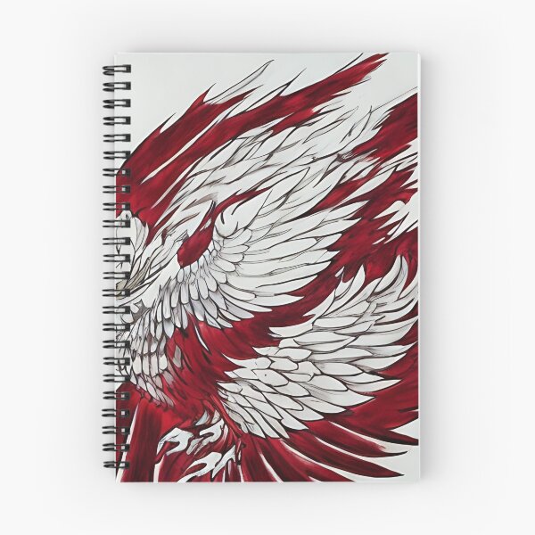 Item preview,  white and red phoenix flying, japanese ink artstyle designed and sold by DrawItOnce.