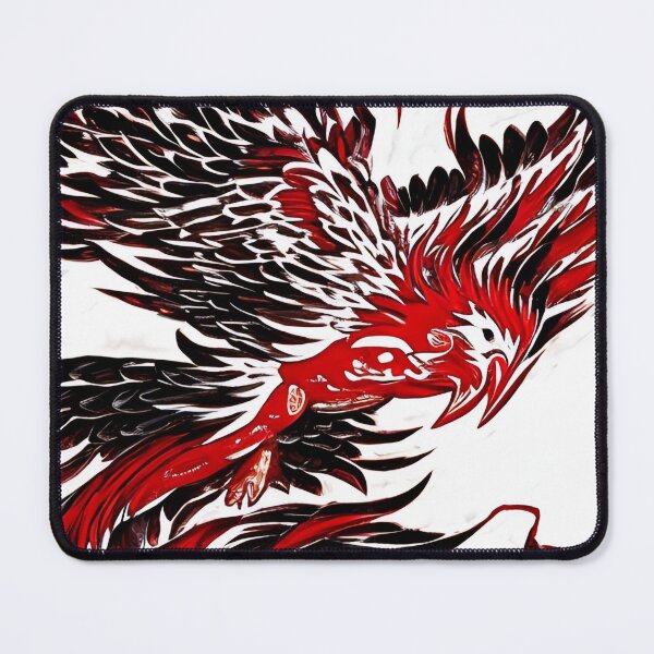 Item preview,  white and red phoenix flying, japanese ink artstyle designed and sold by DrawItOnce.