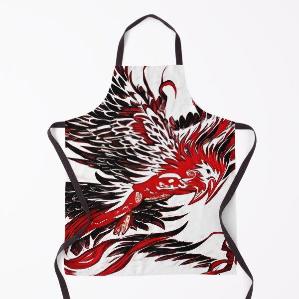 Item preview, white and red phoenix flying, japanese ink artstyle designed and sold by DrawItOnce.